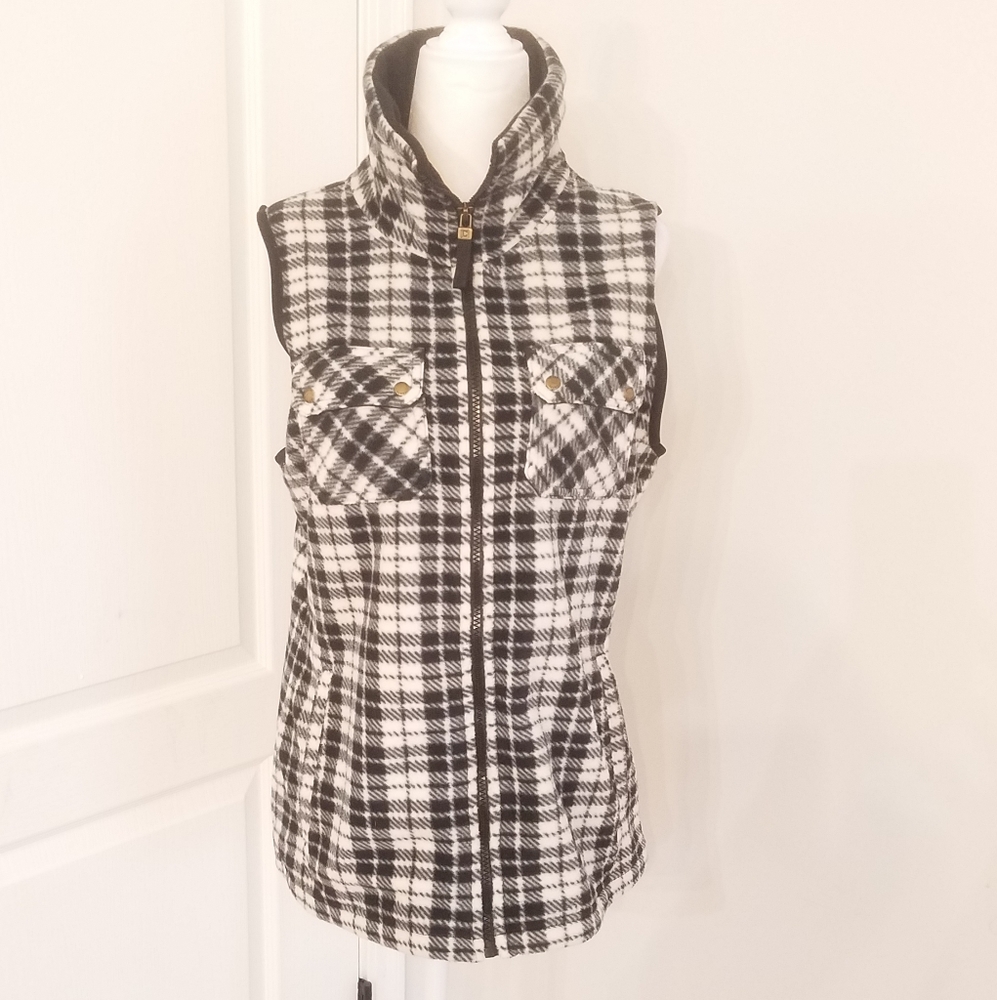 Vintage 90s Chaps Ralph Lauren 90s plaid fleece zip up vest